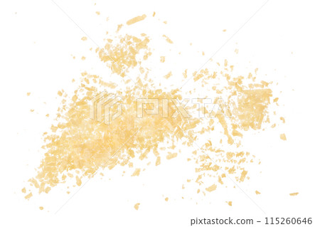 grated parmesan cheese isolated on white background. Top view. Flat lay. 115260646