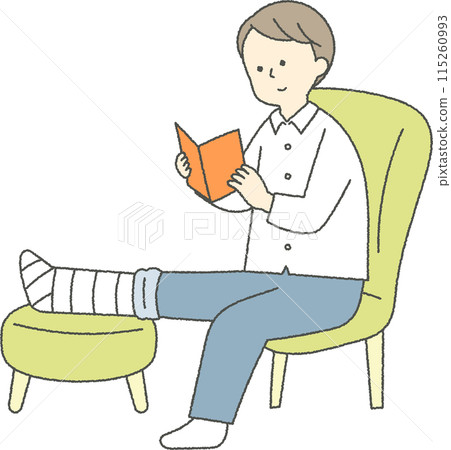 一個骨折的男人在家裡度過時光 一個骨折的男人在家裡度過時光 115260993