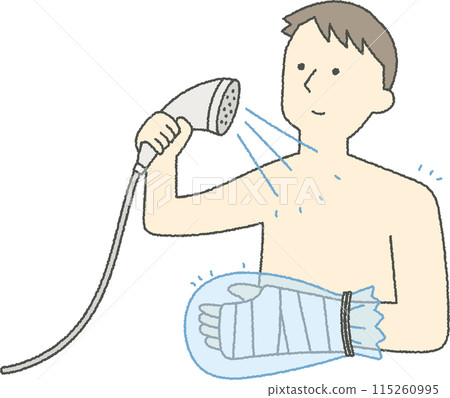 一名男子因骨折而洗澡 115260995