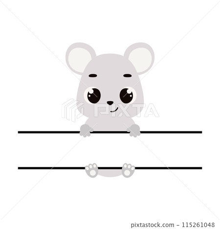 Cute mouse split monogram. Funny cartoon character for shirt, scrapbooking, greeting cards, baby shower, invitation. Bright colored childish stock vector illustration Cute mouse split monogram. Funny cartoon character for shirt, scrapbooking, greeting cards, baby shower, invitation. Bright colored childish stock vector illustration 115261048