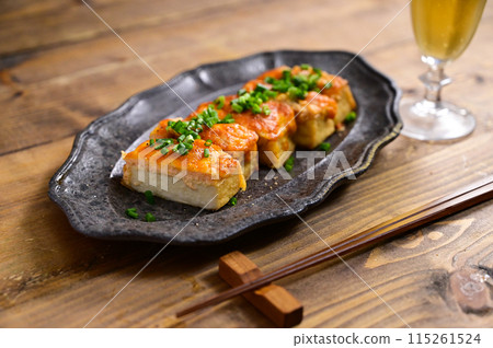 Mentaiko mayonnaise cheese and deep-fried tofu Mentaiko mayonnaise cheese and deep-fried tofu 115261524