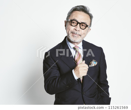 白色背景的中年商人（上半身） 115261569