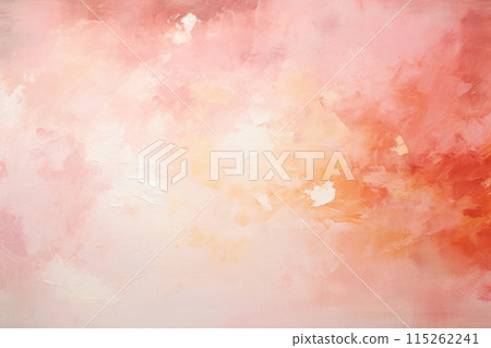 Canvas background with gentle soft pink and peach fuzz colors, blended of cream paint strokes and splashes, abstract creative banner for design or web 115262241