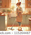 婦女把拖把 115264487