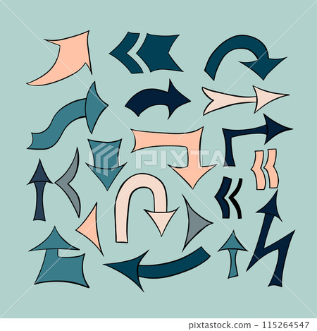 Vector isolated illustration of a set of direction arrows. 115264547
