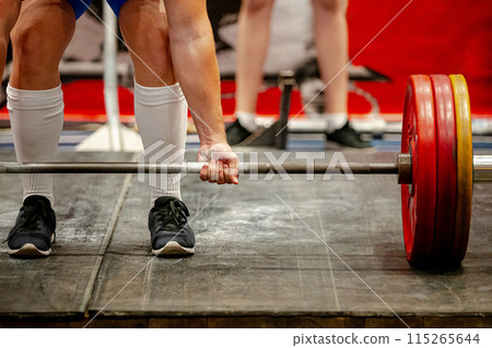 performing deadlift man athlete in powerlifting competition performing deadlift man athlete in powerlifting competition 115265644