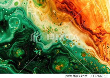 Abstract vibrant multicolor liquid background with bubbles. 115266160