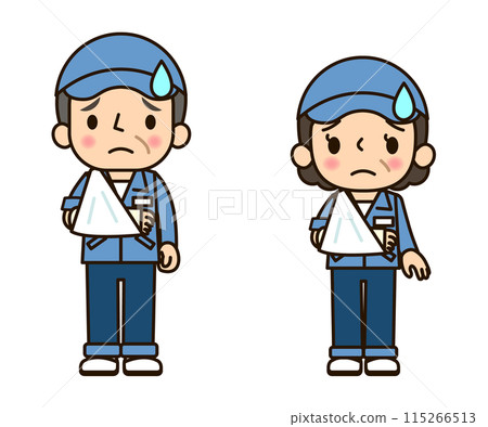 Man and woman in work clothes with broken bones 115266513
