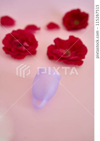 woman's uterus, red roses, menstruation 115267515