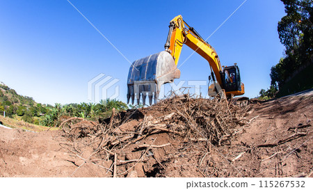 Construction Excavator Machine Earthworks Steel Bin Construction Excavator Machine Earthworks Steel Bin 115267532