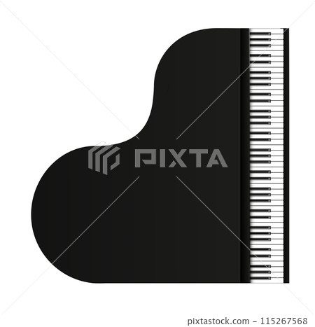 Piano icon. Black grand piano top view. Vector. Piano icon. Black grand piano top view. Vector. 115267568
