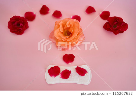 woman's uterus, red roses, menstruation woman's uterus, red roses, menstruation 115267652