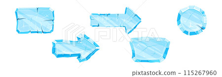 Ice Shaped Elements for Game and Web Design Vector Set 115267960