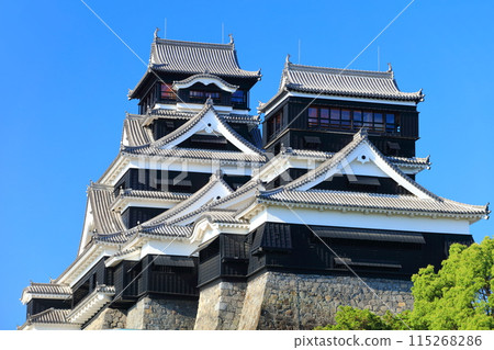 [Kumamoto Prefecture] Kumamoto Castle (main and small towers) on a clear day 115268286