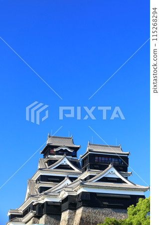 [Kumamoto Prefecture] Kumamoto Castle (main and small towers) on a clear day 115268294