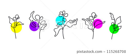 Coffee abstract line modern shapes. Branch, plant Coffee abstract line modern shapes. Branch, plant 115268708