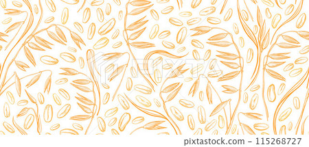 Grain of oats plants seamless pattern Wheat, spelt 115268727