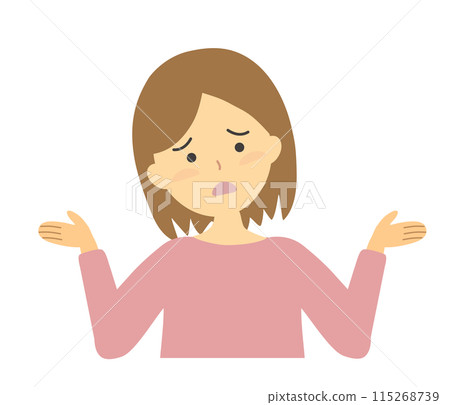Illustration of a woman with a worried and troubled expression Illustration of a woman with a worried and troubled expression 115268739