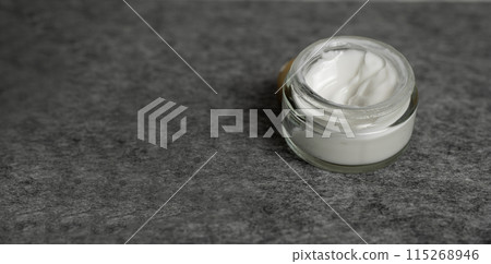 Skincare jar with cosmetic anti aging cream . 115268946