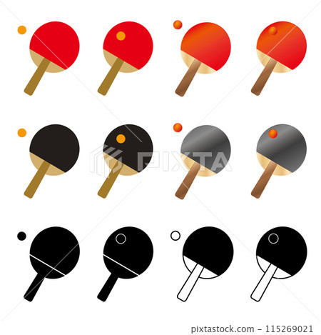 Table tennis racket icon set 115269021