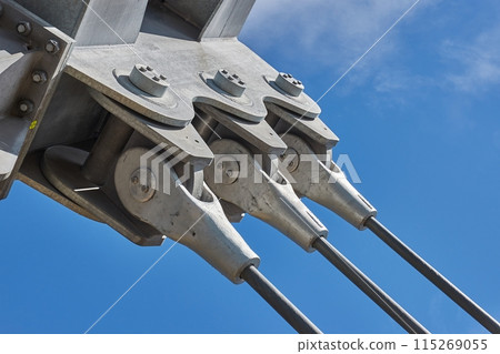 Engineering steel joint detail Skybridge 721 suspension footbridge Engineering steel joint detail Skybridge 721 suspension footbridge 115269055