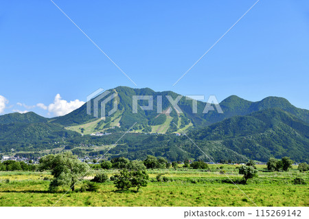 View of Mount Takayashiro from the roadside station Hana no Eki Chikuma River area (Iiyama City/Kijimadaira Village, Nagano Prefecture) [June 2024] 115269142