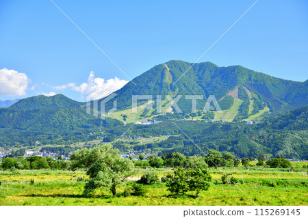 從道之站花之站千曲川附近眺望高車山（長野縣飯山市/木島平村） [2024.6] 115269145