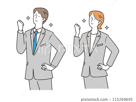 Men and women of a suit wearing a guts pose 115269695