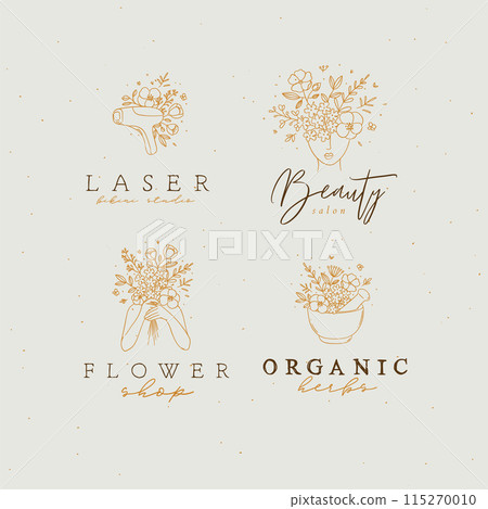 Beauty floral woman modern symbols beige 115270010