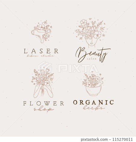 Beauty floral woman modern symbols 115270011