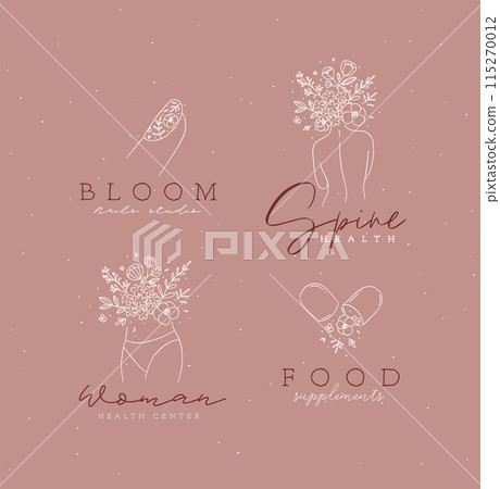 Beauty floral woman modern signs coral 115270012