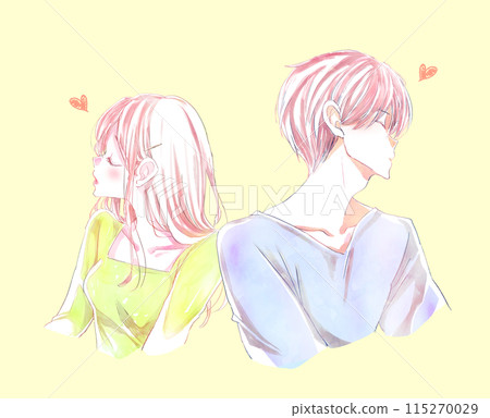 A man and a woman with mutual feelings back to back 115270029