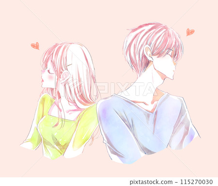 背靠背互相有感情的男人和女人 115270030