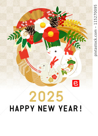 Reiwa 7, 2025, Year of the Snake New Year's card template 115270095