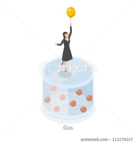 3D Isometric Flat Illustration of State Of Matter, Solid, Liquid and Gas. Item 2 115270227