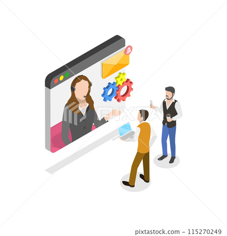 3D Isometric Flat Illustration of Software Development and Integration, Coding and Testing Process. Item 2 115270249