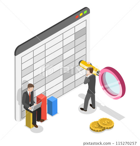 3D Isometric Flat Illustration of Financial Report, Budget Accounting or Statistics. Item 1 3D Isometric Flat Illustration of Financial Report, Budget Accounting or Statistics. Item 1 115270257
