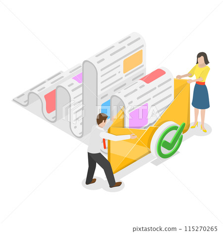 3D Isometric Flat Illustration of Online Marketing Campaign, Finding and Analyzing the Target Audience. Item 3 115270265
