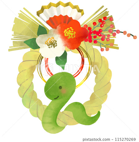 Year of the Snake - Shimenawa, decorations and snake illustration 115270269