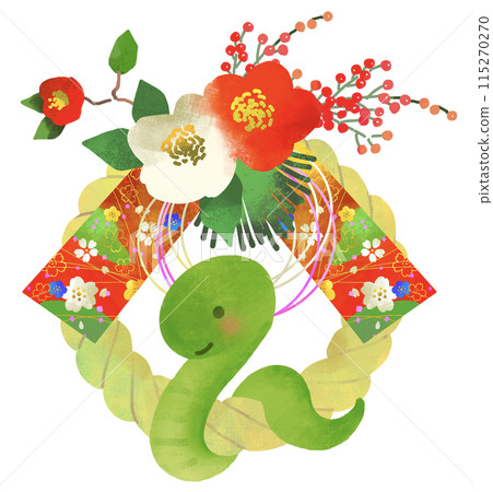 Year of the Snake - Shimenawa, decorations and snake illustration 115270270