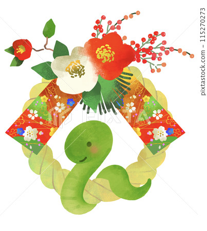 蛇年 Shimenawa Shimekazari 和蛇插圖 蛇年 Shimenawa Shimekazari 和蛇插圖 115270273