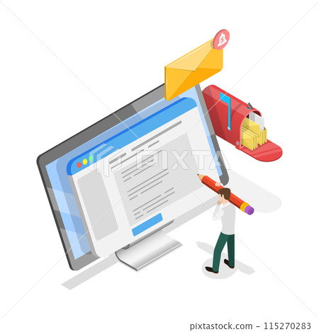 3D Isometric Flat Illustration of Scheduling Software , Online Planner and Reminder. Item 2 115270283
