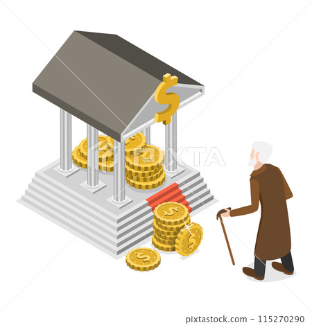 3D Isometric Flat Illustration of Retirement Fund, Long-term Capital Investment. Item 3 3D Isometric Flat Illustration of Retirement Fund, Long-term Capital Investment. Item 3 115270290