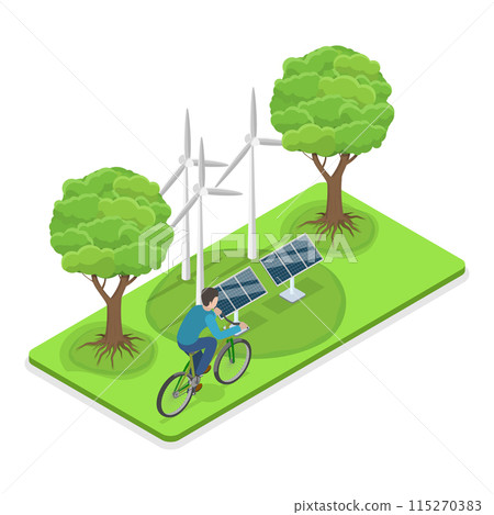 3D Isometric Flat Illustration of Sustainable Transportation, Green Eco Vehicles. Item 3 3D Isometric Flat Illustration of Sustainable Transportation, Green Eco Vehicles. Item 3 115270383