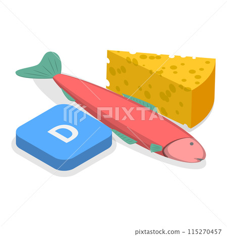 3D Isometric Flat Vector Illustration of Vitamins And Minerals, Healthy Food Supplements. Item 7 115270457