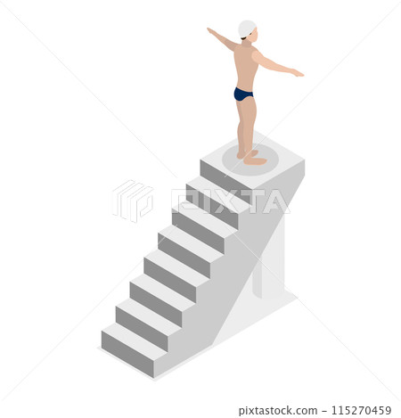 3D Isometric Flat Vector Set of Pool Swimmers, Water Activities. Item 7 115270459