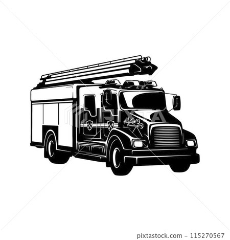 Firetruck vector drawing on white background 115270567