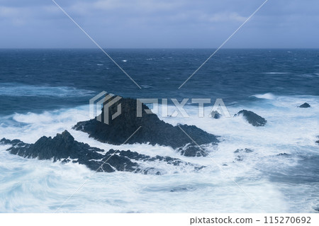 Reefs off the coast of Cape Sukoton, Rebun Island, Hokkaido, Japan Reefs off the coast of Cape Sukoton, Rebun Island, Hokkaido, Japan 115270692