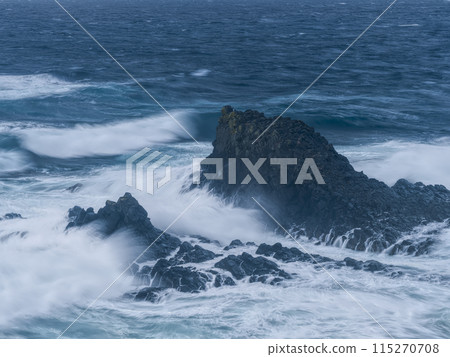Reefs off the coast of Cape Sukoton, Rebun Island, Hokkaido, Japan 115270708