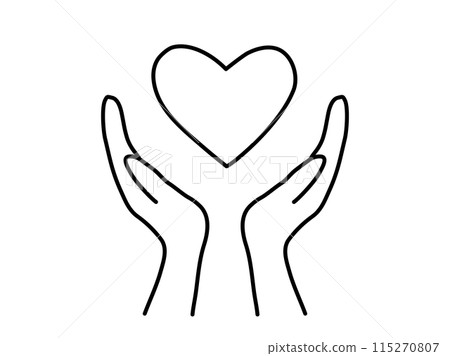 雙手包圍的心圖_單色 雙手包圍的心圖_單色 115270807